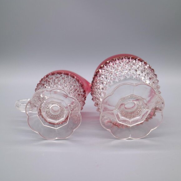 Indiana Glass Company Ruby Flashed Iridescent Diamond Point Pattern Vintage - Picture 8 of 9